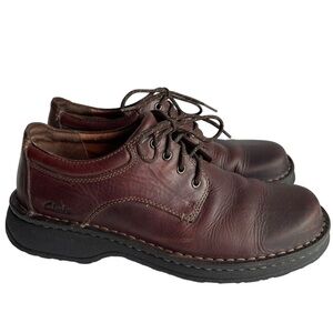 Clarks Leather Casual Dress Shoe Mens 9 Dark Brown Lace Up Vintage 2004 Y2K EUC